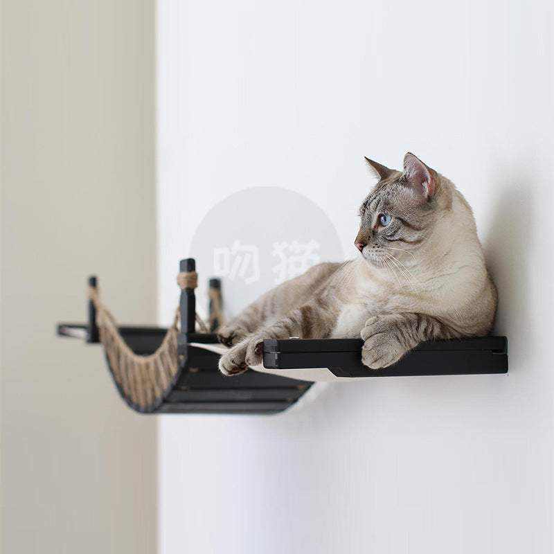 Pont Suspendu pour Chats - Échelle en Corde et Bois Massif avec Accessoires - Entre Chat et Chien