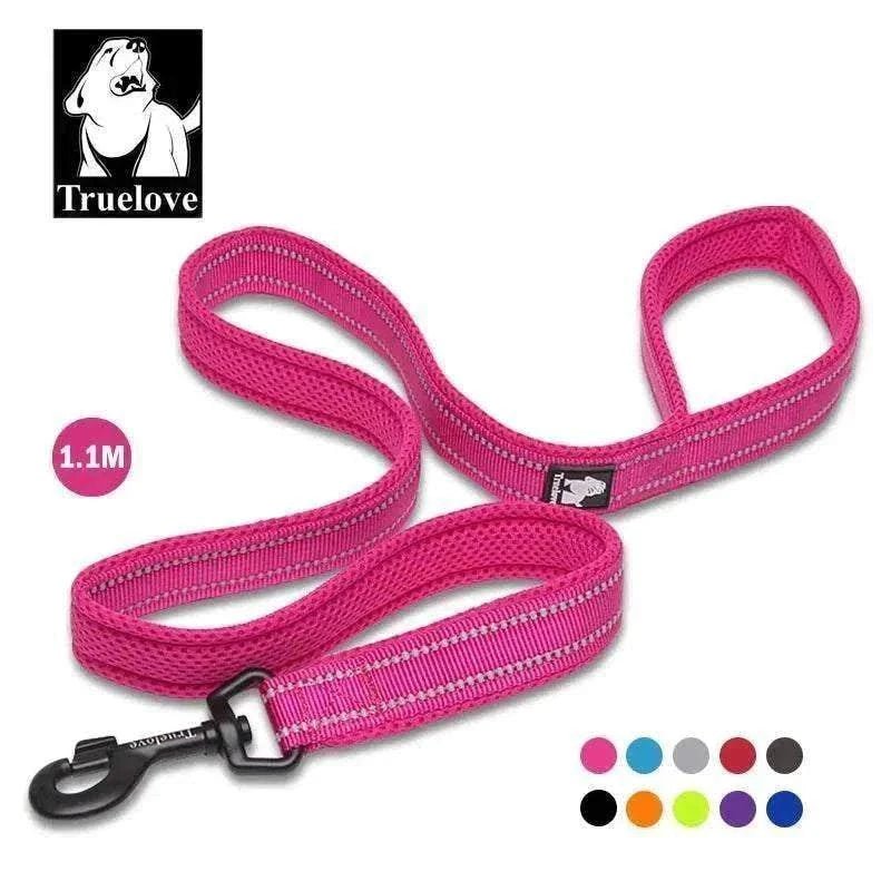 Truelove - Laisse Chien 110 cm, rembourrée en nylon rose avec crochet en alliage de zinc durable
