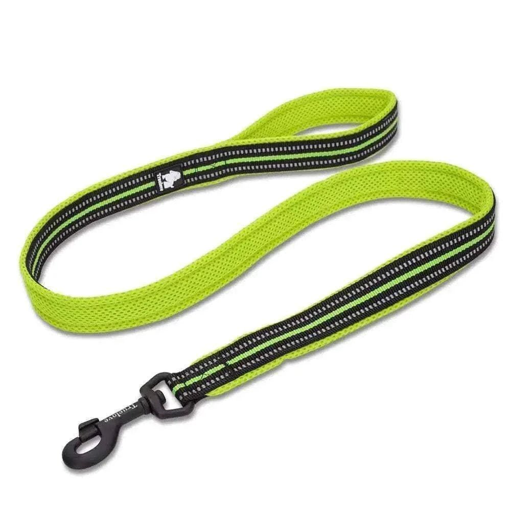 laisse chien truelove 110 cm nylon rembourrée réfléchissante 3M vert sécurité durable poignée confortable