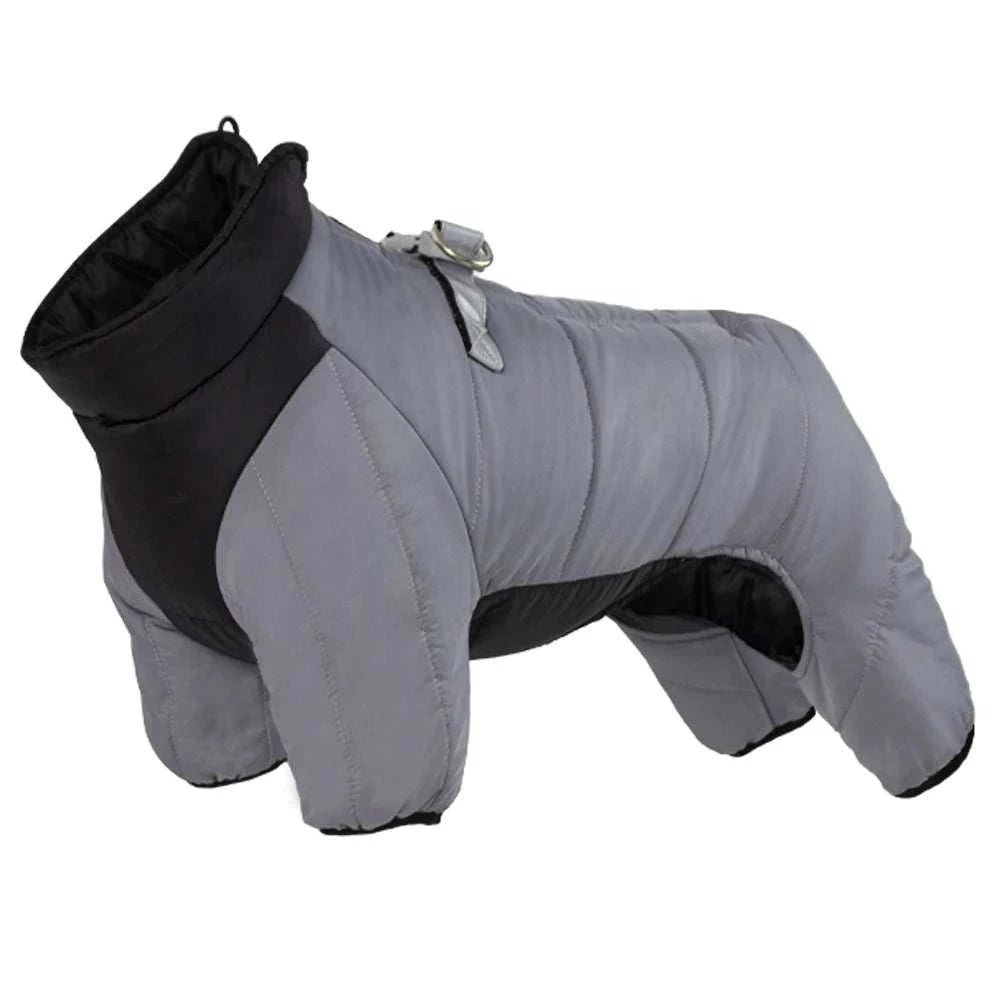 Manteau d'hiver 4 pattes pour chien couleur gris - Doublure polaire chaude