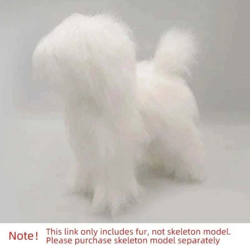 Fausse fourrure blanche réaliste pour entraînement au toilettage canin, idéale pour coupe et brossage professionnel