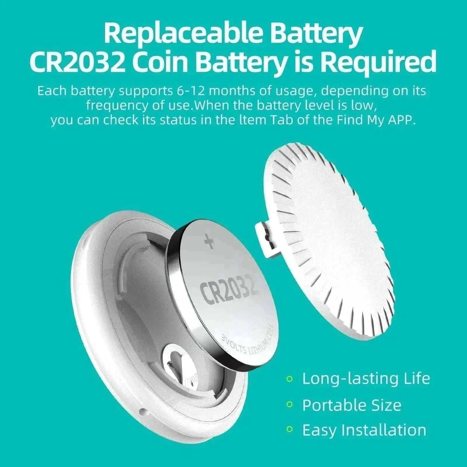 Mini traceur GPS pour animaux compatible Apple Find My avec localisation Bluetooth, étanche et batterie remplaçable CR2032.