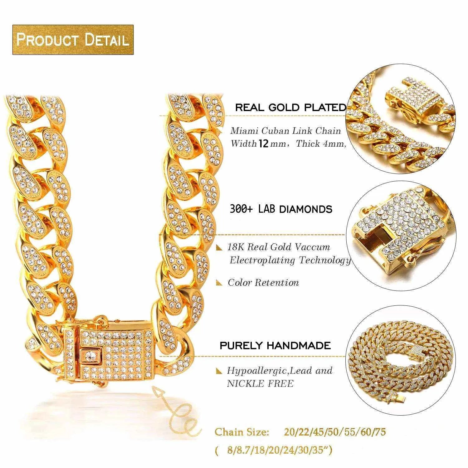 Gold Cuban Cat Collar | Luxury Rhinestone Jewelry for Wedding & Cosplay