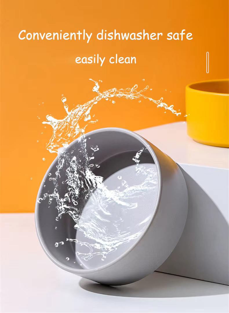 Premium Ceramic Bowls for Dogs and Cats - Non-Slip Wooden Stand