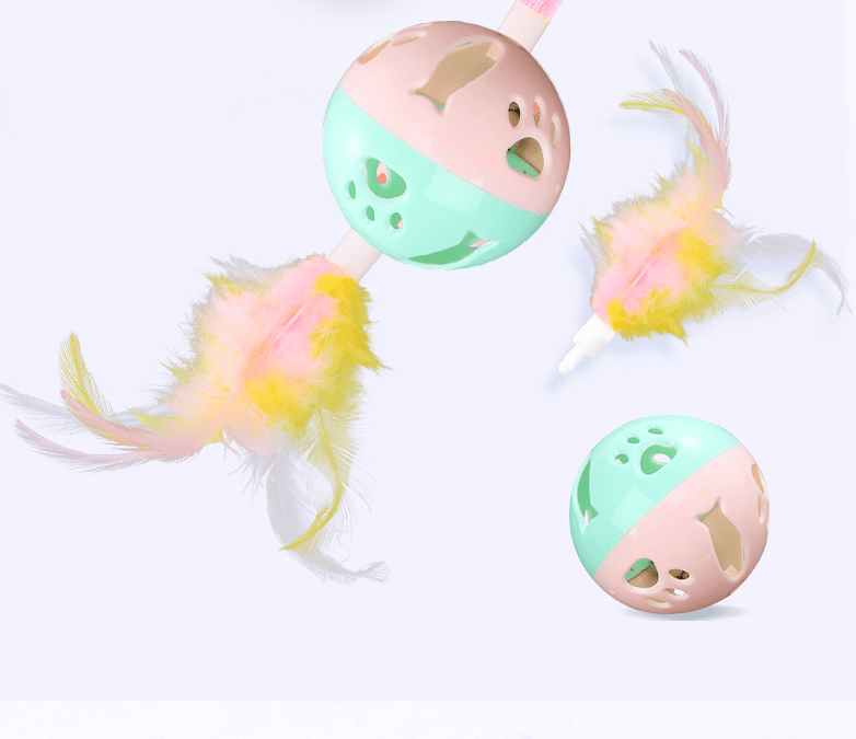 Jouet interactif pour chat | Ventouse & Lapin en boule de poils sur ressort - Entre Chat et Chien