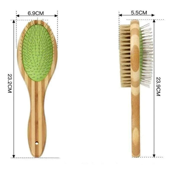 Boar Bristle Brush | Double-Sided Bamboo | Cats and Dogs