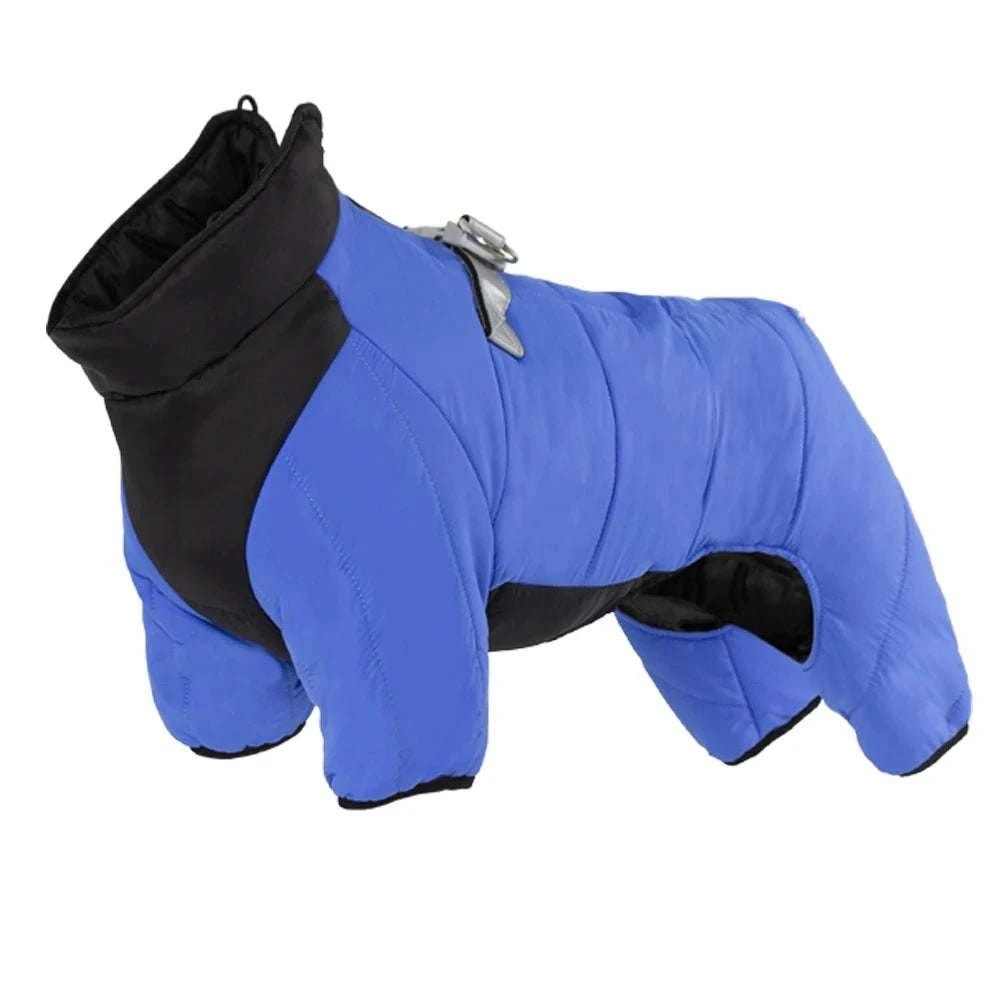 Manteau d'hiver 4 pattes pour chien couleur bleu - Doublure polaire chaude
