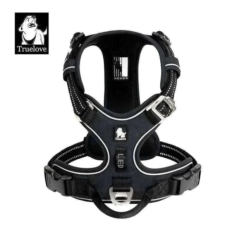 harnais anti-traction pour chien Truelove en nylon réfléchissant avec poignée ajustable et boucles en aluminium