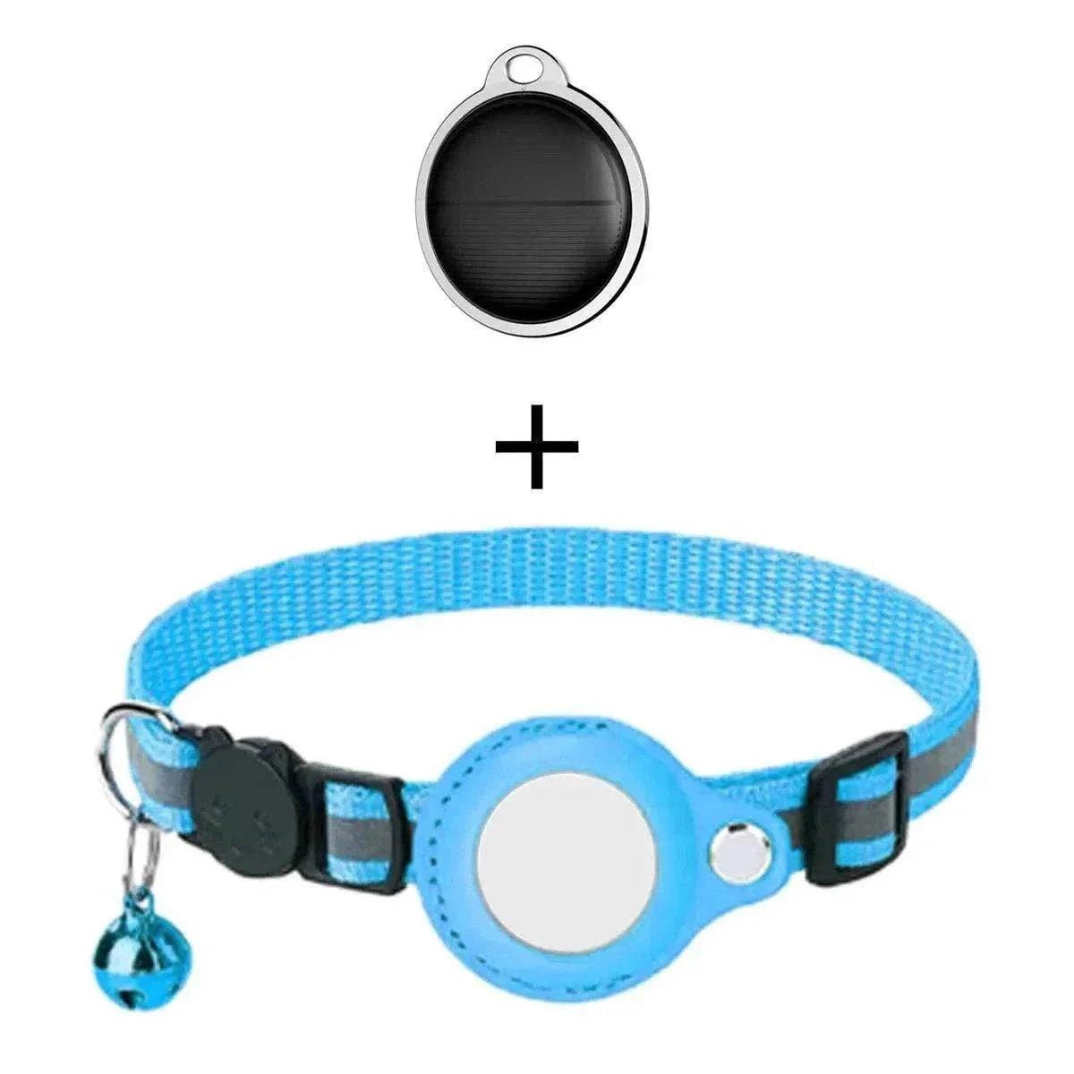 Mini traceur GPS anti-perte compatible Apple Find My avec collier bleu pour animaux