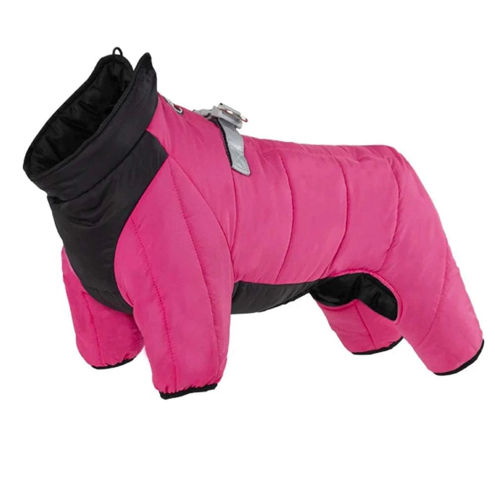 Manteau d'hiver 4 pattes pour chien couleur rose - Doublure polaire chaude