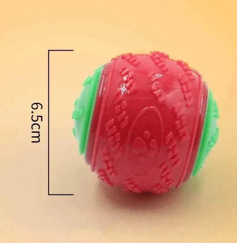 balle mâchouillable rouge et verte en TPR pour chiens, jouet interactif et nettoyage dentaire, diamètre 6,5 cm