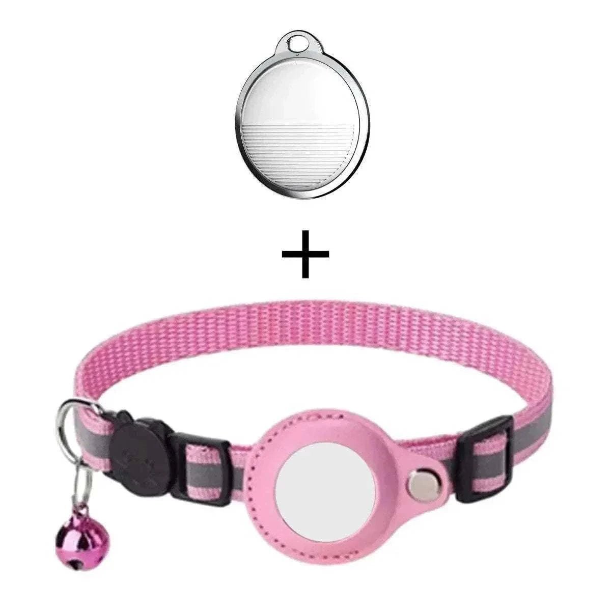 Mini traceur GPS rose compatible Apple Find My pour collier animal avec localisation Bluetooth et anti-perte