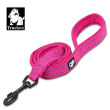 laisse chien 110 cm rembourrée fuchsia avec coutures réfléchissantes 3M Truelove en nylon ultra durable