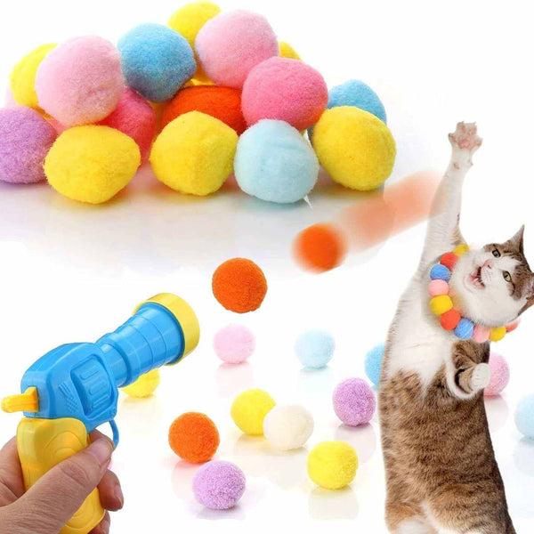 Cat Ball Launcher | Interactive Toy with 20, 30, 50 or 100 Pom-Poms