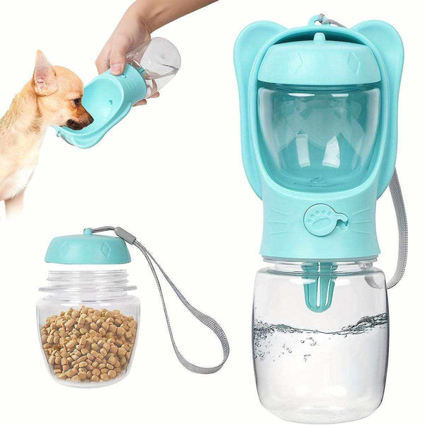 2-in-1 Water Bottle for Dogs or Cats | Water and Food Dispenser