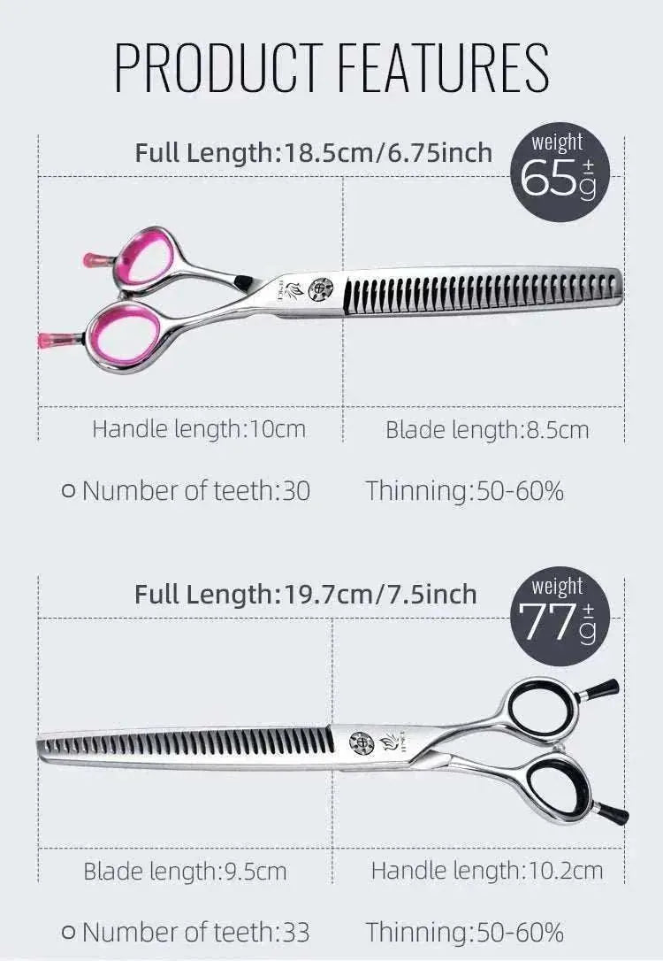 Fenice Grooming Scissors - Thinning in JP 440C Stainless Steel | Precision & Comfort